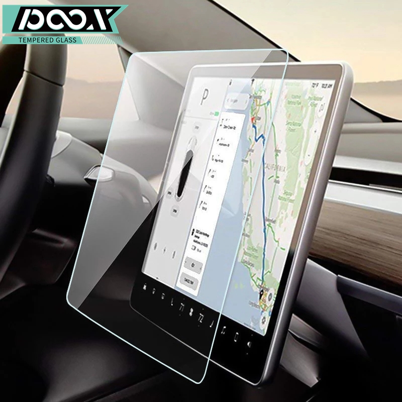 HD Clear tempered glsss screen protector for Tesla Car navigator detailed specification image