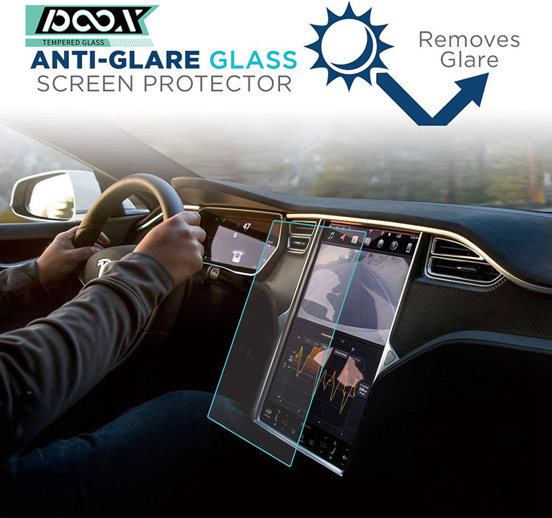 HD Clear tempered glsss screen protector for Tesla Car navigator detailed specification image