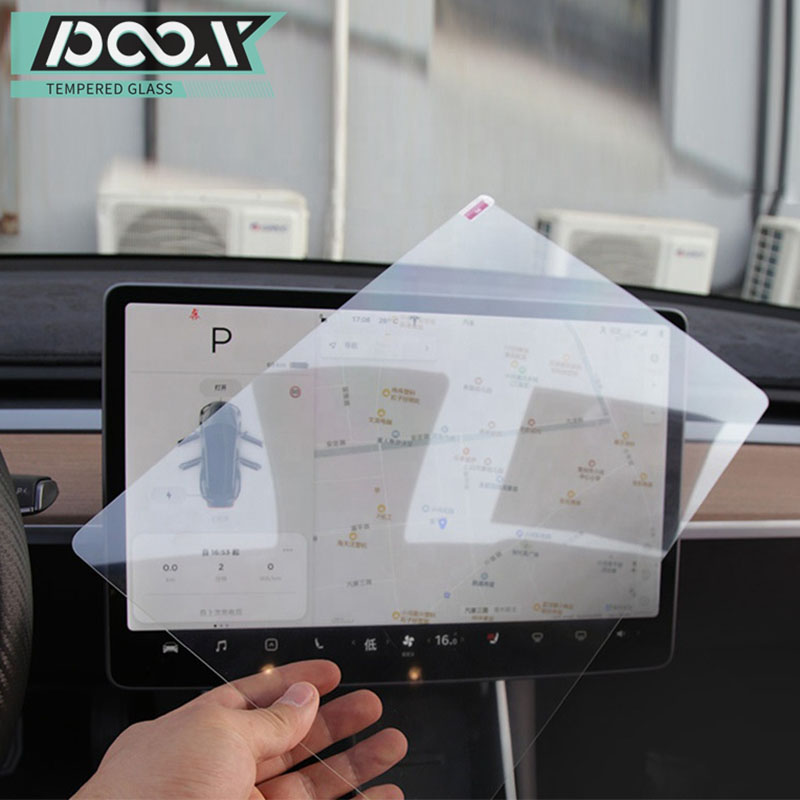 HD Clear tempered glsss screen protector for Tesla Car navigator detailed specification image