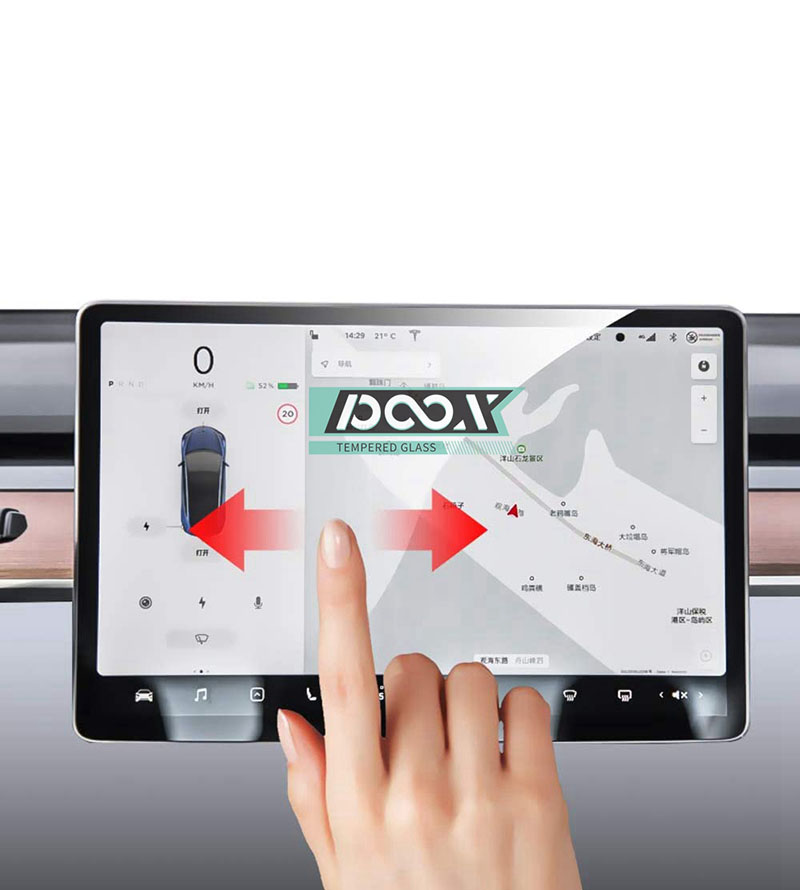 HD Clear tempered glsss screen protector for Tesla Car navigator detailed specification image