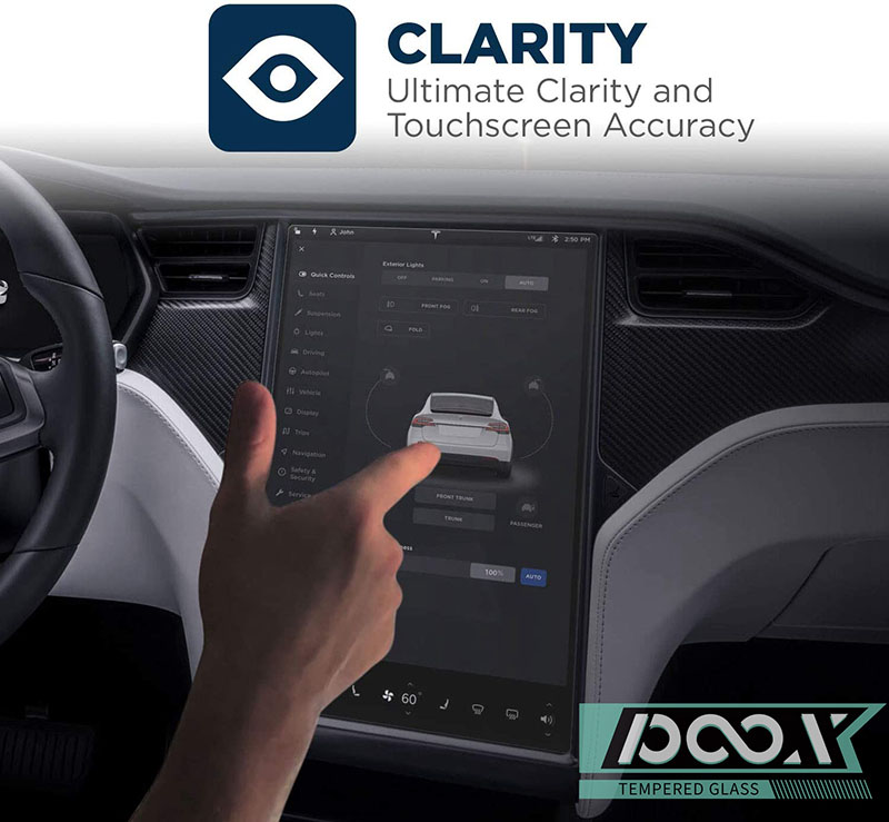 HD Clear tempered glsss screen protector for Tesla Car navigator detailed specification image