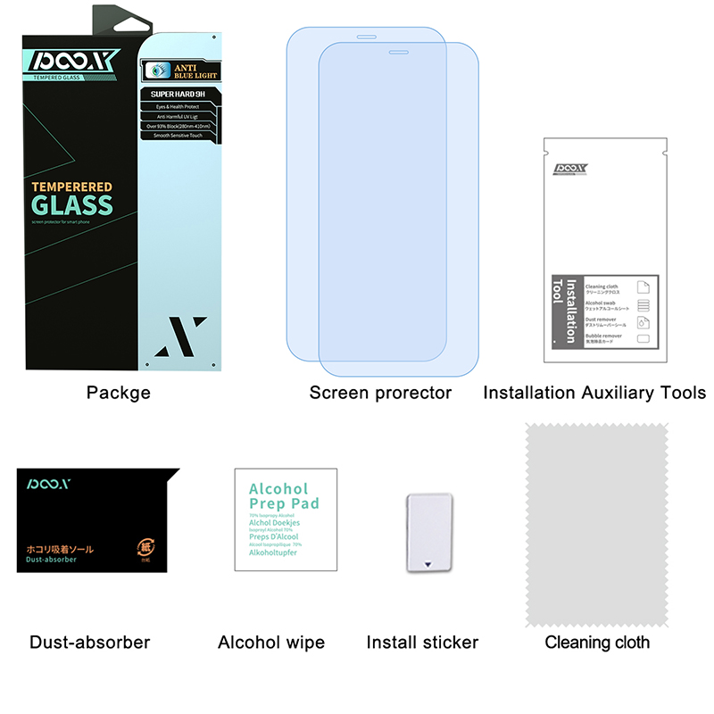iphone 12 anti blue light tempered glass screen protector UV fliter blocking Eyes Care Protection 9H detailed specification image